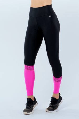 CALÇA LEGGING HORTENSIA PRETO/ROSA FLUOR