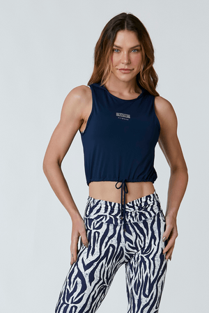 BLUSA CROPPED LUAR CAPUZ AZUL MARINHO
