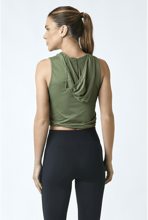 BLUSA CROPPED LUAR CAPUZ VERDE FOLHA