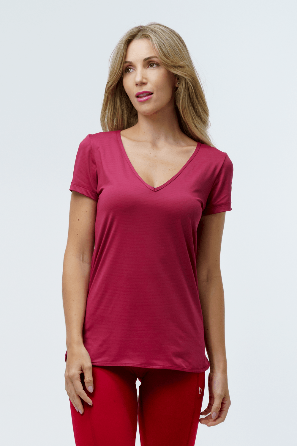 BLUSA FITNESS EMOTION MC VINHO CARMIN