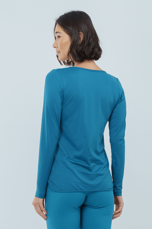 BLUSA FITNESS EMOTION ML AZUL LUNAR