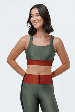 TOP FITNESS UNIVERSO VERDE MILITARE/CANELA/PRETO