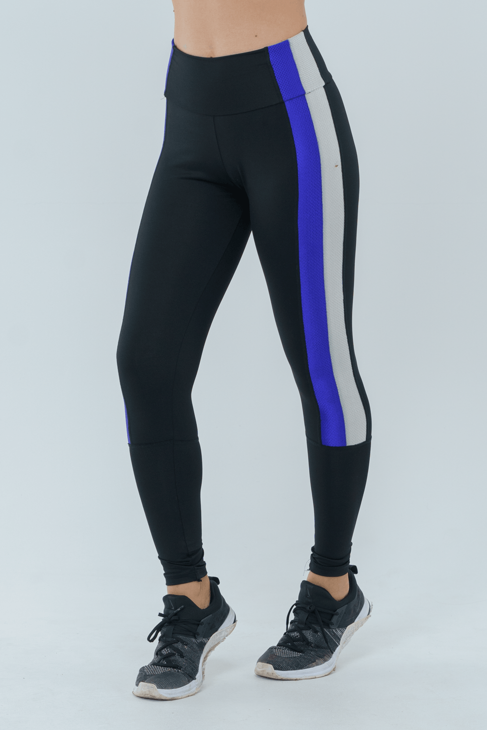 CALÇA LEGGING DT LIMA  PRETO/PRATA/AZUL CARBONO