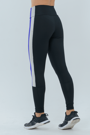 CALÇA LEGGING DT LIMA  PRETO/PRATA/AZUL CARBONO