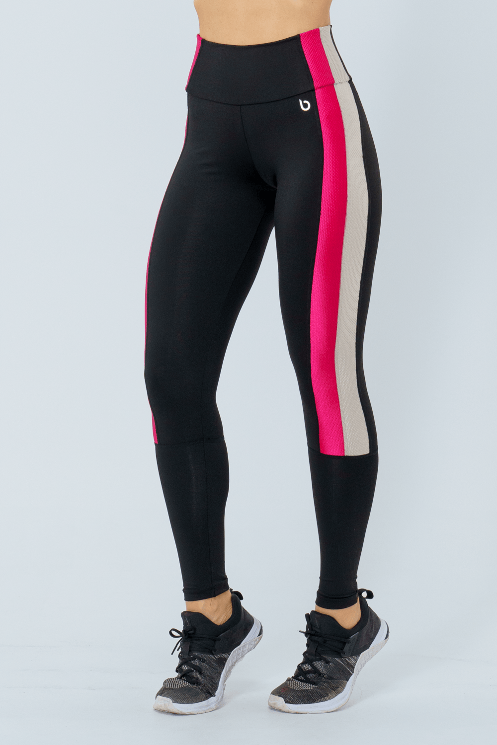 CALÇA LEGGING DT LIMA  PRETO/PRATA/ROSA CEREJA