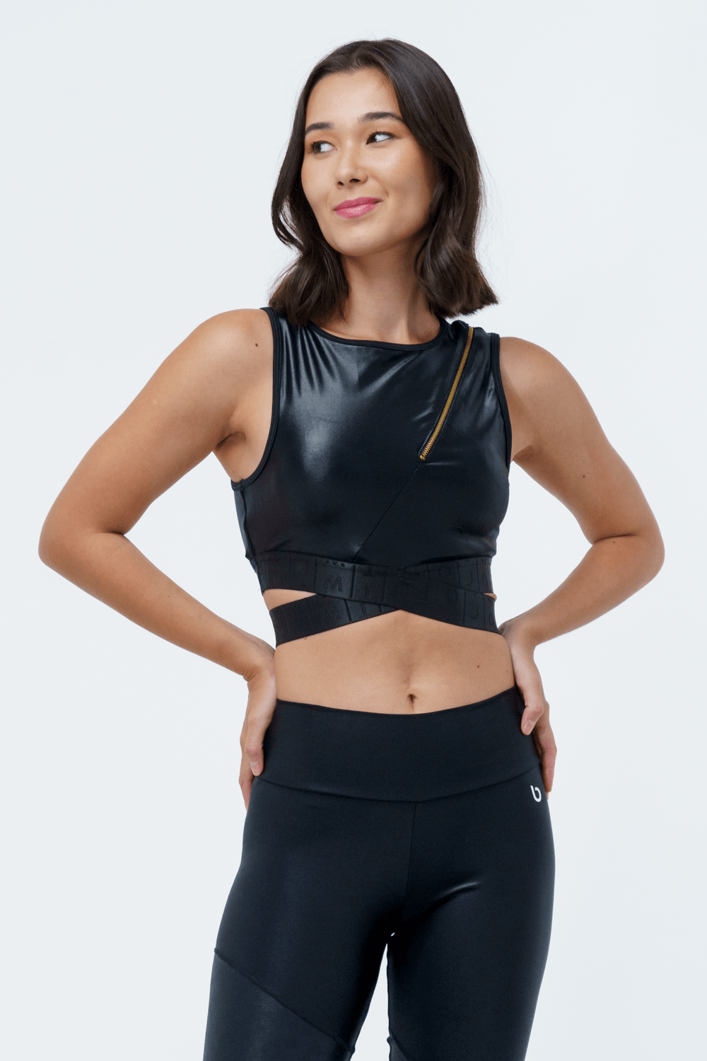TOP CROPPED DELEITE PRETO/ANIMAL PRINT