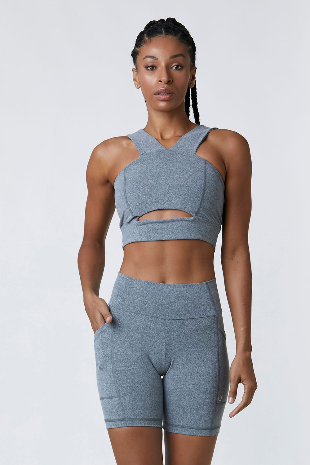 TOP FITNESS PENELOPE ACTIVE CINZA MESCLA CLARO