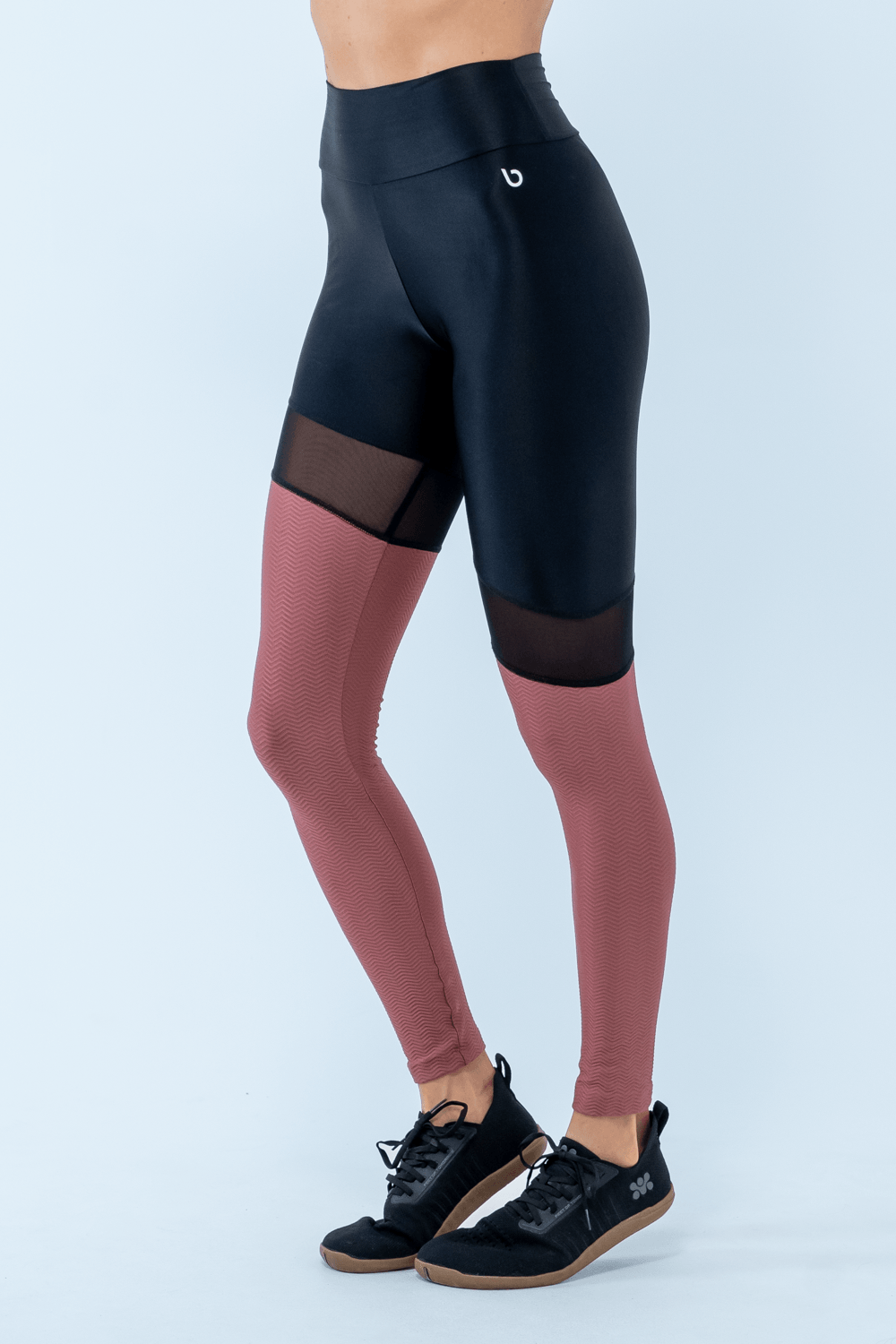 CALÇA LEGGING BERLIM PRETO/TEXTURA ROSA BLUSH