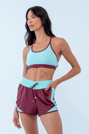 TOP FITNESS PULSAR VINHO BAROLO/AZUL AGUA MARINHA