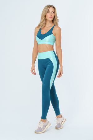 CALÇA LEGGING DT LYNX VERDE PETROLEO/AZUL AGUA MARINHA