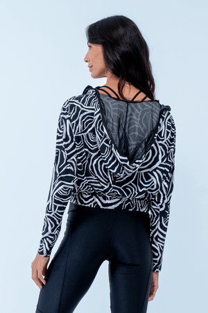 JAQUETA CROPPED OX  PRETO/ABSTRATO