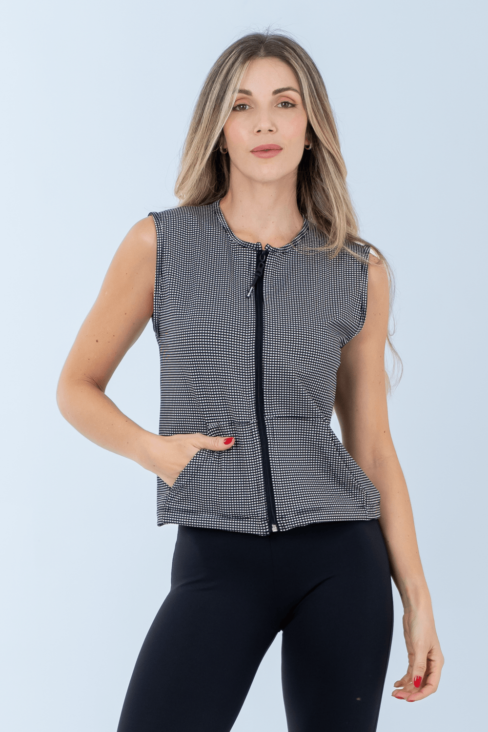 COLETE FITNESS MADRAS PRETO/XADREZ