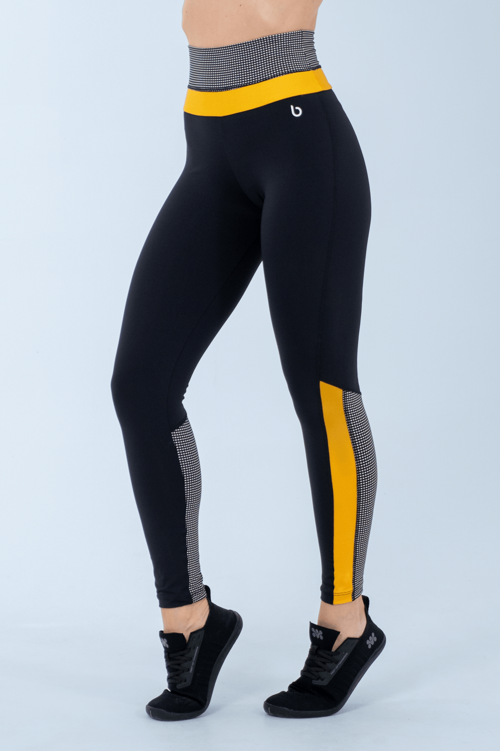 CALÇA LEGGING MADRAS PRETO/ XADREZ/ MOSTARDA
