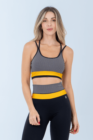 TOP FITNESS MADRAS PRETO/ XADREZ/ MOSTARDA