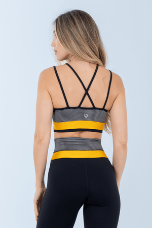 TOP FITNESS MADRAS PRETO/ XADREZ/ MOSTARDA