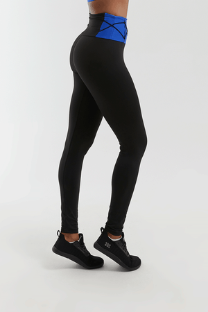 CALCA LEGGING DT GLAM PRETO/AZUL ROYAL