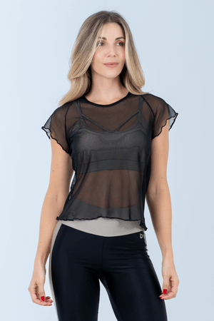 BLUSA TULE PISTACHE PRETO