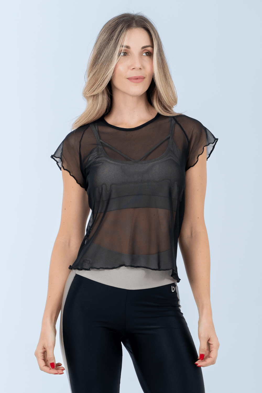 BLUSA TULE PISTACHE PRETO