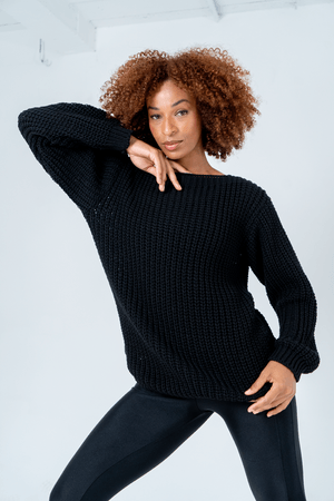 BLUSA MAXI TRICOT CLOVER PRETO