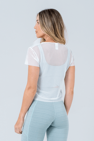 BLUSA CROPPED SPOT TREVOS BRANCO/TELA