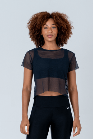 BLUSA CROPPED SPOT TREVOS PRETO/TELA