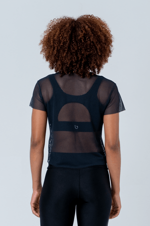 BLUSA CROPPED SPOT TREVOS PRETO/TELA