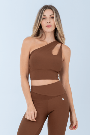 TOP CROPPED PILLE MARROM CHARUTO/CANELADO